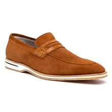 Load image into Gallery viewer, 11-020-CGN MEO 3 Sueded Goatskin Penny Loafer, Cognac
