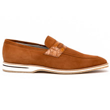 Load image into Gallery viewer, 11-020-CGN MEO 3 Sueded Goatskin Penny Loafer, Cognac
