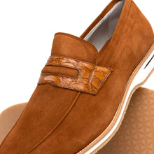 Load image into Gallery viewer, 11-020-CGN MEO 3 Sueded Goatskin Penny Loafer, Cognac
