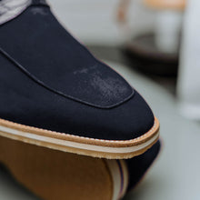 Load image into Gallery viewer, 11-020-NVY MEO 3 Sueded Goatskin Penny Loafer, Navy
