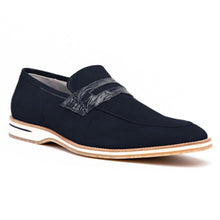 Load image into Gallery viewer, 11-020-NVY MEO 3 Sueded Goatskin Penny Loafer, Navy
