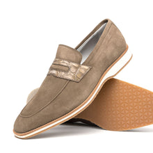 Load image into Gallery viewer, 11-020-TPE MEO 3 Sueded Goatskin Penny Loafer, Taupe
