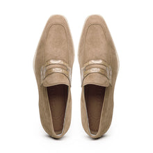Load image into Gallery viewer, 11-020-TPE MEO 3 Sueded Goatskin Penny Loafer, Taupe
