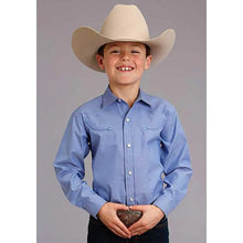 Load image into Gallery viewer, Stetson Pinpoint Oxford (Blue) - Boy's Western Shirt
