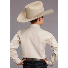 Load image into Gallery viewer, Stetson Two Stripe Check (Yellow/Gold/White) - Boy's Western Shirt
