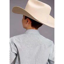 Load image into Gallery viewer, Stetson Two Stripe Check (Navy/Blue/White) - Boy's Western Shirt
