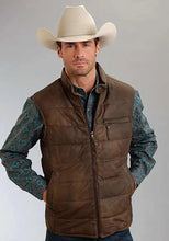 Load image into Gallery viewer, Stetson Suede Puffer Vest (Brown) - Men's Leather Vest
