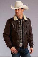 Load image into Gallery viewer, Stetson Bomber Style (Brown) - Men's Leather &amp; Canvas Jacket

