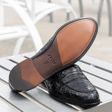 Load image into Gallery viewer, 11-119-BKM (BLK) TUSCANY Crocodile Penny Loafer, Black
