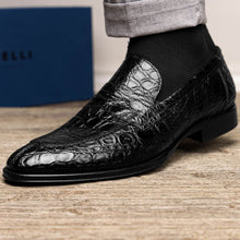 Load image into Gallery viewer, 11-201-BKM ROMA Crocodile Penny Loafer, Black

