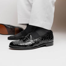 Load image into Gallery viewer, 11-582-BLK FRANCO Crocodile Tassel Loafer, Black
