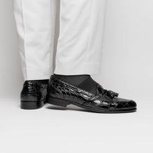 Load image into Gallery viewer, 11-582-BLK FRANCO Crocodile Tassel Loafer, Black
