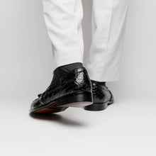 Load image into Gallery viewer, 11-582-BLK FRANCO Crocodile Tassel Loafer, Black
