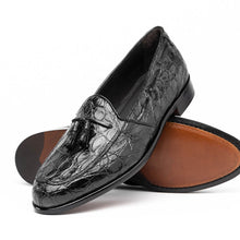 Load image into Gallery viewer, 11-582-BLK FRANCO Crocodile Tassel Loafer, Black
