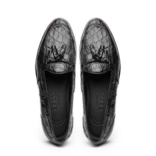 Load image into Gallery viewer, 11-582-BLK FRANCO Crocodile Tassel Loafer, Black
