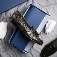 Load image into Gallery viewer, 11-582-NIC FRANCO Crocodile Tassel Loafer, Nicotine
