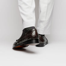 Load image into Gallery viewer, 11-582-NIC FRANCO Crocodile Tassel Loafer, Nicotine
