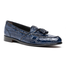 Load image into Gallery viewer, 11-582-NVY FRANCO Crocodile Tassel Loafer, Navy
