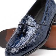 Load image into Gallery viewer, 11-582-NVY FRANCO Crocodile Tassel Loafer, Navy
