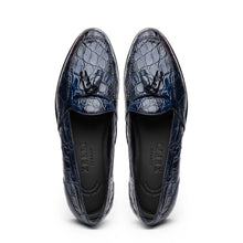Load image into Gallery viewer, 11-582-NVY FRANCO Crocodile Tassel Loafer, Navy
