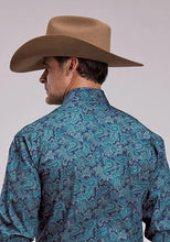 Load image into Gallery viewer, Stetson 3207 Marine Paisley (Azure Blue) - Men's Western Shirt
