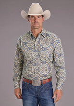 Load image into Gallery viewer, Stetson 2515 Summer Medallion (Blue) - Men's Western Shirt
