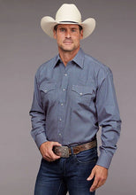Load image into Gallery viewer, Stetson 2030 Diamond Neat (Blue) - Men's Western Shirt
