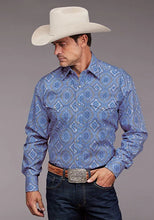 Load image into Gallery viewer, Stetson 2031 Chambray Medallion (Blue) - Men's Western Shirt
