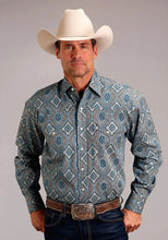 Load image into Gallery viewer, Stetson Sierra Paisley (Blue) - Men's Western Shirt
