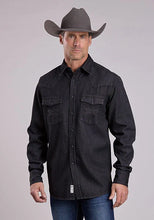 Load image into Gallery viewer, Stetson Solid Denim (Black) - Men's Western Shirt
