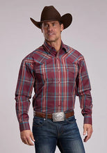 Load image into Gallery viewer, Stetson 3210 Dobby Plaid (Wine) - Men's Western Shirt
