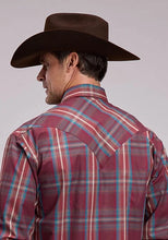 Load image into Gallery viewer, Stetson 3210 Dobby Plaid (Wine) - Men's Western Shirt
