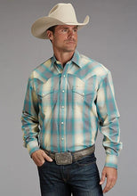 Load image into Gallery viewer, Stetson 1927 Smoke Plaid (Turquoise) - Men's Western Shirt
