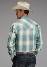 Load image into Gallery viewer, Stetson 1927 Smoke Plaid (Turquoise) - Men's Western Shirt
