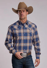 Load image into Gallery viewer, Stetson 3061 Sundown Dobby (Blue) - Men's Western Shirt
