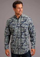 Load image into Gallery viewer, Stetson Deep Marine (Blue) - Men's Western Shirt
