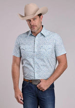 Load image into Gallery viewer, Stetson 3004 Victorian Floral (Blue) - Men's Short Sleeve Shirt
