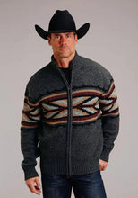 Load image into Gallery viewer, Stetson Arrow Border (Grey) - Men's Wool Blended Sweater
