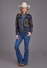 Load image into Gallery viewer, Stetson 2268 Cropped Cardigan (Blue) - Women's Sweater
