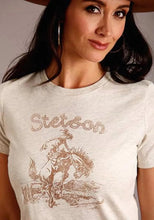 Load image into Gallery viewer, Stetson Cowgirl and Bucking Horse (White) - Women's Short Sleeve T-Shirt
