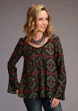 Load image into Gallery viewer, Stetson 00873 Blanket Print Peasant (Brown) - Women's Blouse
