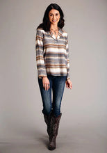 Load image into Gallery viewer, Stetson 1733 Desert Serape V-Neck (Brown) - Women's Blouse
