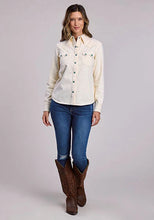 Load image into Gallery viewer, Stetson 2558 Turquoise Snaps (Cream) - Women's Denim Blouse
