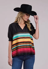 Load image into Gallery viewer, Stetson 2912 Border Print (Black) - Women's Blouse
