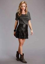 Load image into Gallery viewer, Stetson Fringe Lamb (Black) - Women's Leather Skirt
