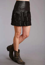 Load image into Gallery viewer, Stetson Fringe Lamb (Black) - Women's Leather Skirt
