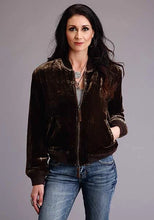 Load image into Gallery viewer, Stetson Quilted Velvet (Brown) - Women's Bomber Jacket

