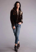 Load image into Gallery viewer, Stetson Quilted Velvet (Brown) - Women's Bomber Jacket
