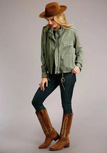 Load image into Gallery viewer, Stetson Twill Zip (Olive) - Women's Bomber Jacket
