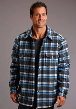 Load image into Gallery viewer, Stetson Plaid Flannel (Blue) - Men's Wool Shirt Jacket
